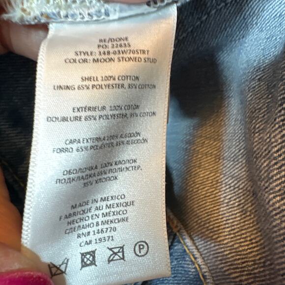 RE/DONE 70's Straight Moon Stoned Stud Jeans Suze 24 NWT - Picture 13 of 14